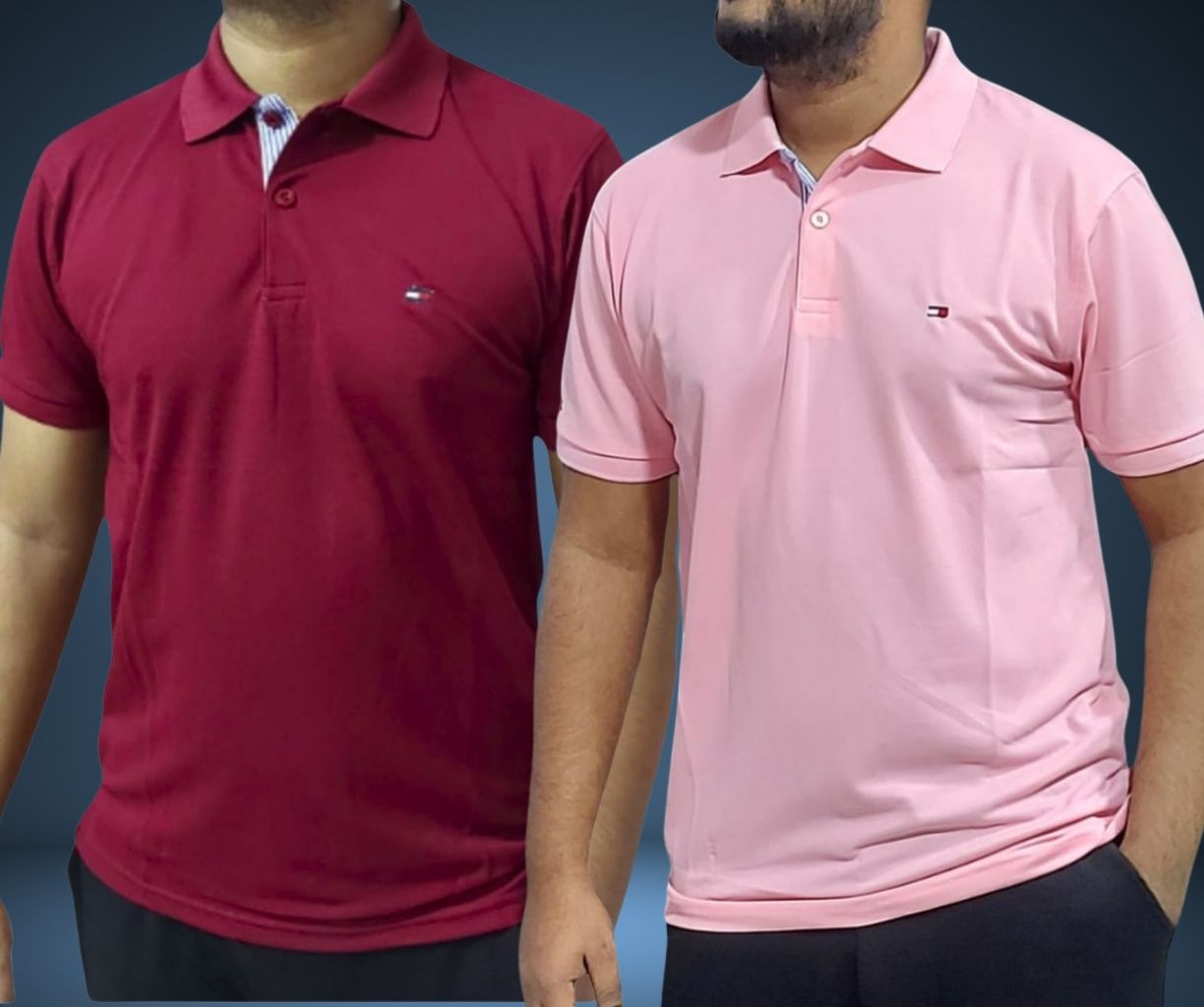 Tommy polo - Maroon & Pink