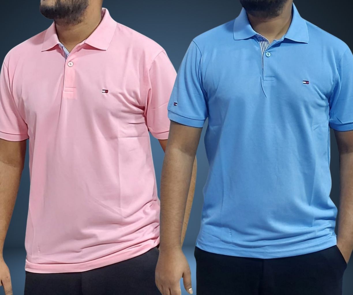 Tommy polo - Pink & Sky