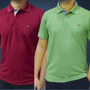 Tommy polo - Maroon & Lime
