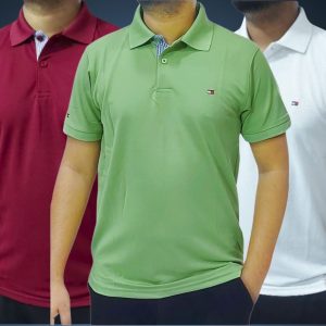 Tommy polo - Maroon, Lime & White