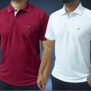 Tommy polo - Maroon & White